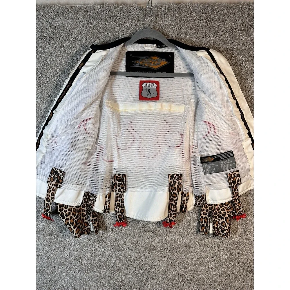 Power Trip Women's XS Mesh Motorcycle Jacket‎ Leopard Flames Street Riding